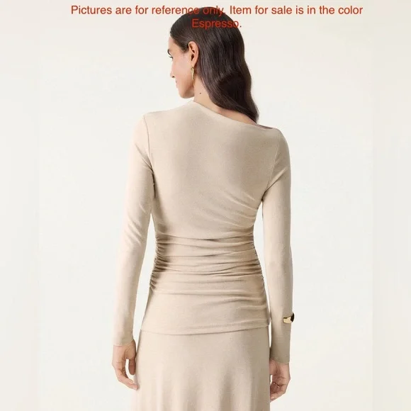 LiteWarm Light Warm Slanted Mockneck Ruched Brami 
Espresso Size Large - Picture 3 of 6